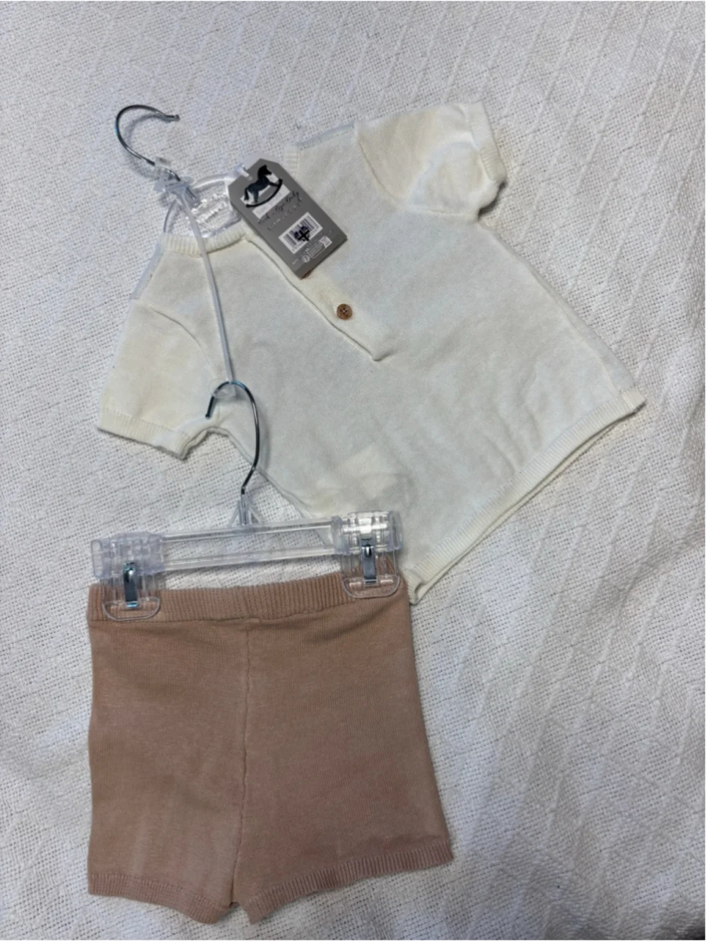 Rock-A-Bye Baby NWT Fishing Bear Knit Top & Shorts Set 0-3M Preppy Grandmillenni